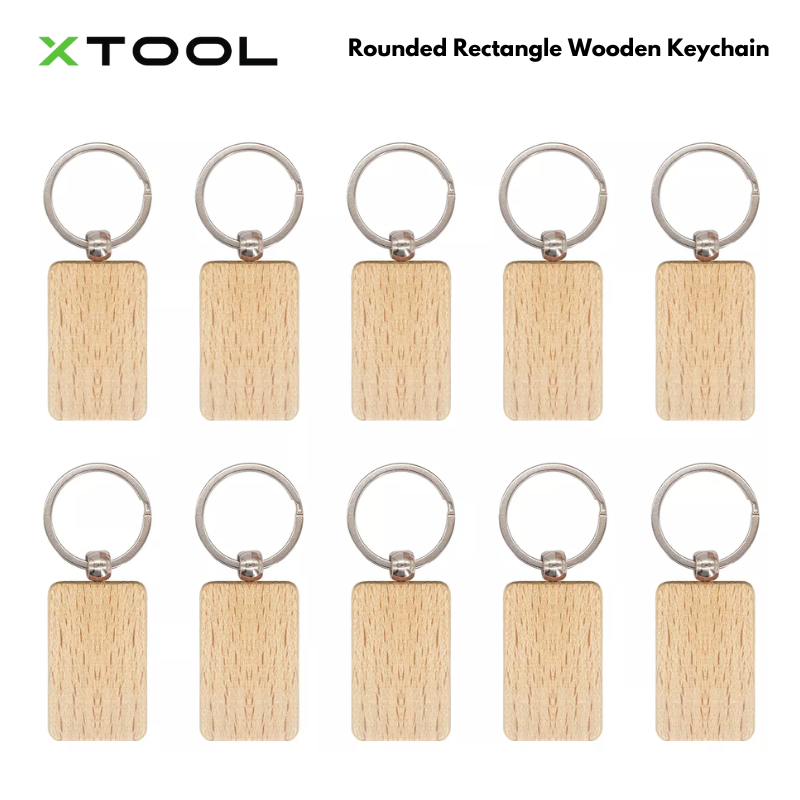 xTool Rounded Rectangle and Mix Shape Wooden Keychain (10pcs) - Image 2