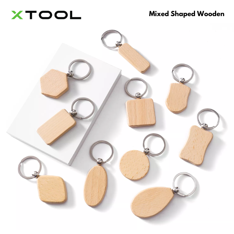 xTool Rounded Rectangle and Mix Shape Wooden Keychain (10pcs) - Image 3