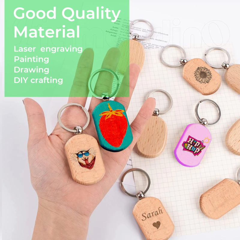 xTool Rounded Rectangle and Mix Shape Wooden Keychain (10pcs) - Image 5