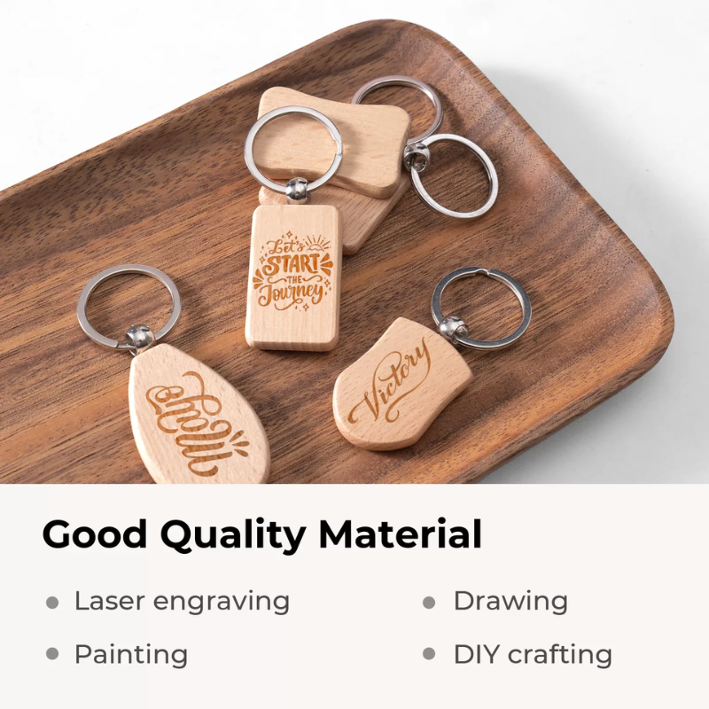 xTool Rounded Rectangle and Mix Shape Wooden Keychain (10pcs) - Image 8